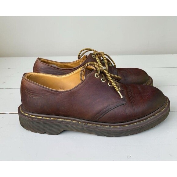 Vtg Dr. Martens Chunky 90s Made in England Leather Oxford Shoes 3 Eye Derby US 8 main image 8